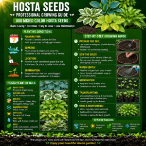 mixed color hosta seeds – shade loving perennials with stunning foliage, easy to grow, low maintenance, perfect for pots & garden beds
