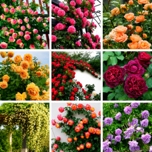 premium climbing rose seeds – beautiful blooming vine flower plant for home & garden