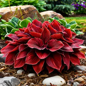 rare red velvet hosta seeds – exotic shade loving perennial plant for garden borders, patio & landscaping