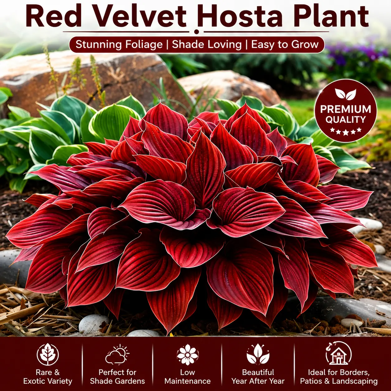 rare red velvet hosta seeds – exotic shade loving perennial plant for garden borders, patio & landscaping rare red velvet hosta seeds – exotic shade loving perennial plant for garden borders, patio & landscaping