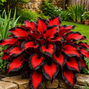 600 red heart hosta seeds – rare shade loving perennial plant for garden, patio, borders & landscaping