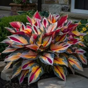 rainbow hosta seeds for planting – rare multicolor variegated shade loving perennial plants, easy grow ornamental garden foliage